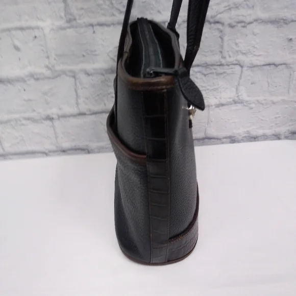 Vintage Brighton Leather Shoulder Bag Black Brown - Picture 4 of 12